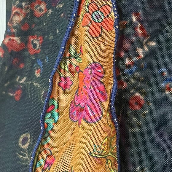 -Boho Mesh Ruffle Top – Burnt Saffron & Floral Noir | Festival Femme - Picture 9 of 14